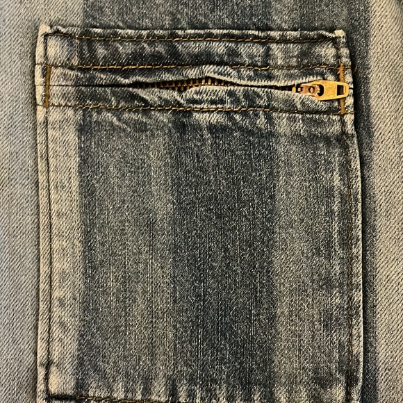 Lee Union-Alls Denim Romper Striped Utility Zip Front Short Jumpsuit Large-NWT - Picture 7 of 11